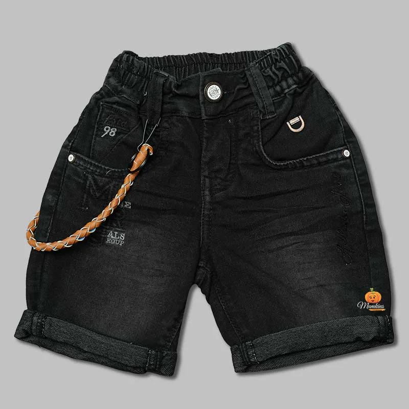 Solid Denim Shorts for Boys Comfy Denim Skirt