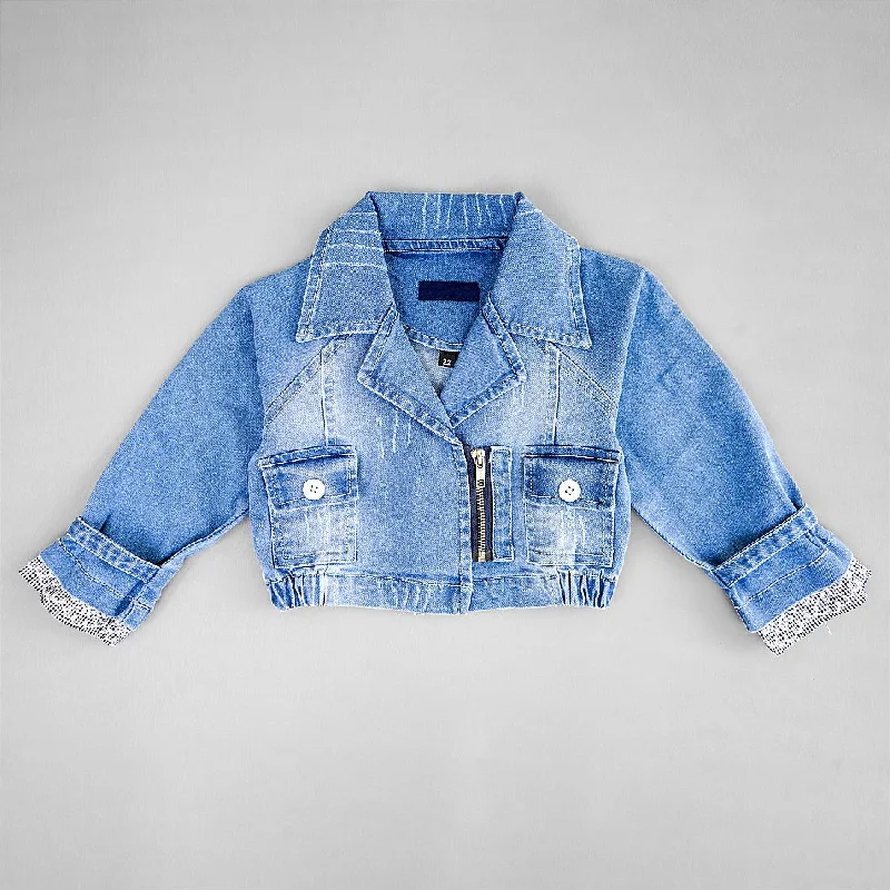 Denim Jacket For Girls Casual Button Denim