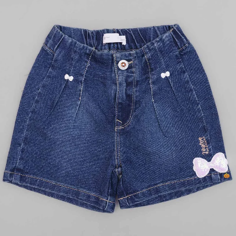 Blue Denim Shorts for Girls Button-up Denim Skirt