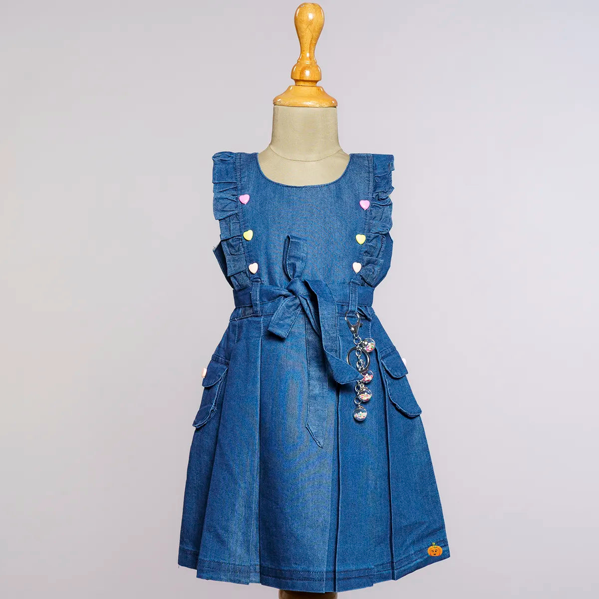 Navy Blue & Blue Denim Girls Frock Maxi Denim Skirt