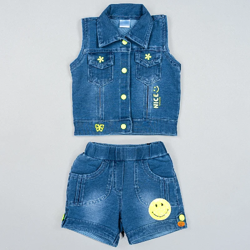 Denim Western Set for Girls Mini Denim Skirt