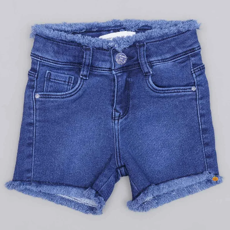 Navy Blue Denim Girls Shorts Comfy Denim Skirt