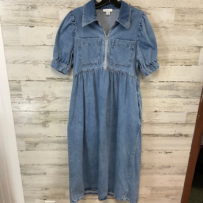 Dress Casual Midi By ALIGNE In Blue Denim, Size: M Buttoned-up Denim Skirt