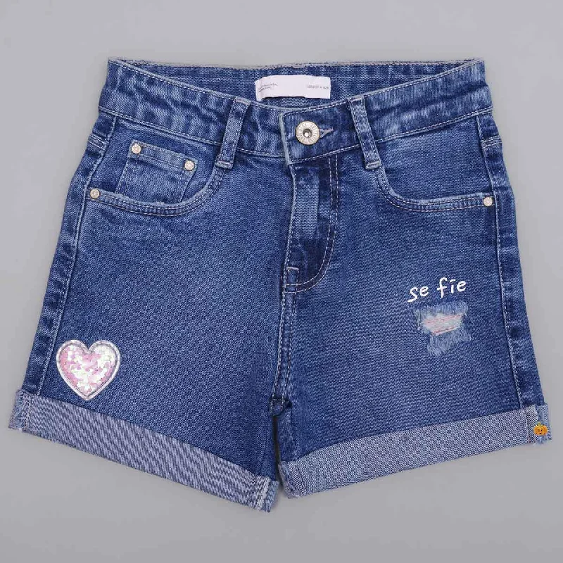 Dark Blue Denim Shorts for Girls Cute Denim Skirt