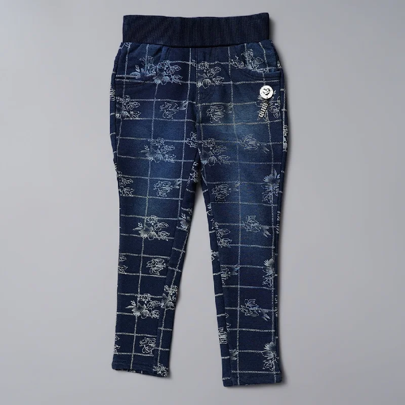 Elastic Denim Jeans for Girls Classic Blue Denim