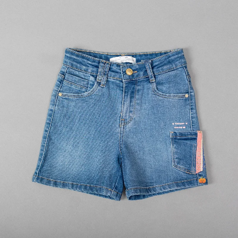 Light Blue Denim Girls Shorts Casual Denim Skirt