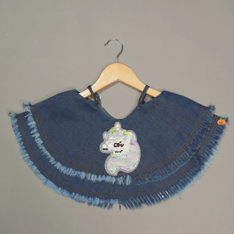 Trendy Denim Crop Top for Girls Dark Denim Skirt