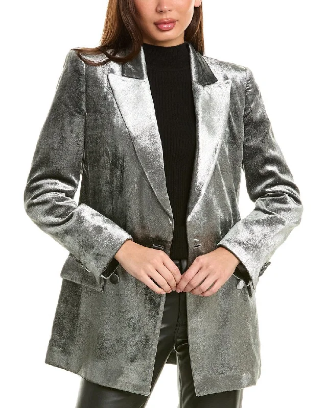 Alberta Ferretti Velvet Silk-Blend Blazer Cozy Blazer for Women