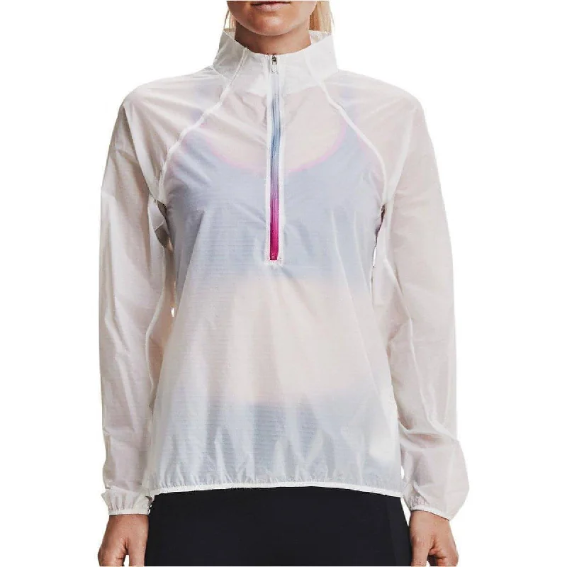 Under Armour Impasse Flight Half Zip Womens Running Jacket - White Women's waterproof jackets