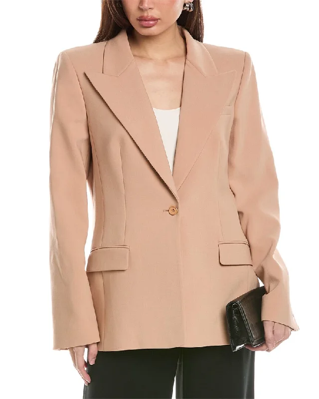 Michael Kors Collection Pebble Crepe Wool-Blend Blazer Classic Blazer Style