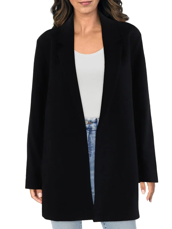 Womens Wool Long Open-Front Blazer Blazer with Pockets