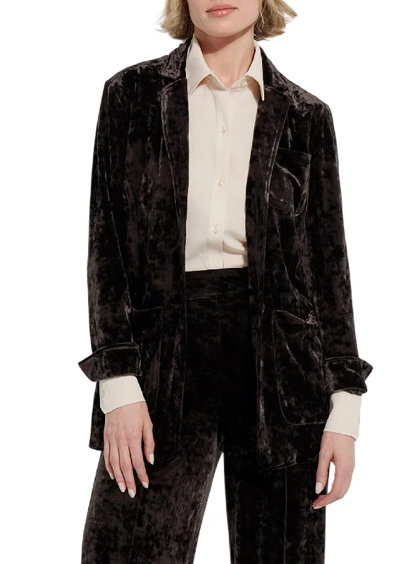 Shay Crushed Velvet Suit Jacket In Double Relaxed Fit Blazer