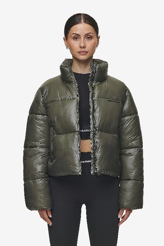 Georgia Light Glossy Puffer Jacket Mud Olive