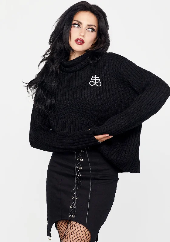 Leviathan Funnel Neck Jumper Button-up Pullover Sweater