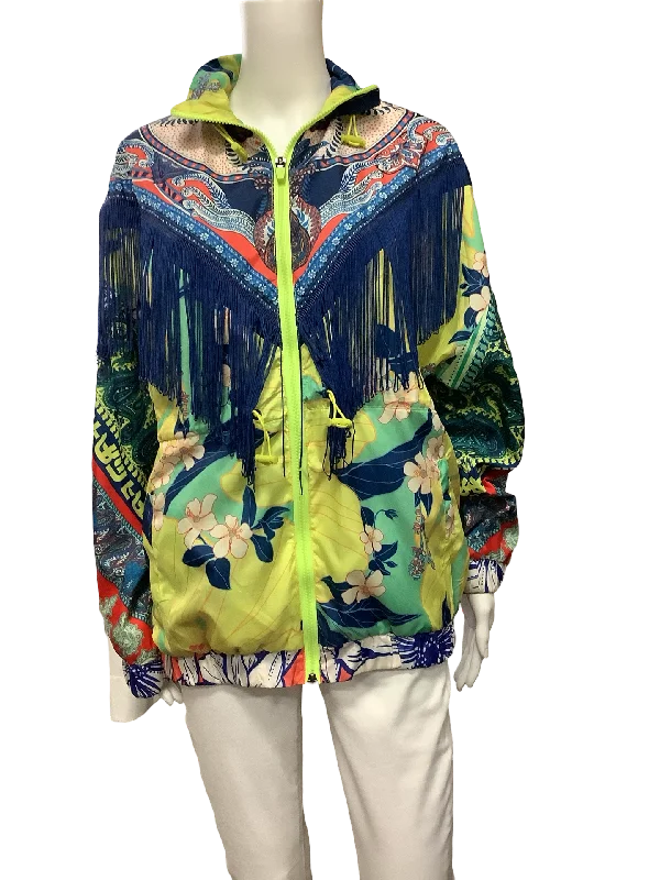 Anthropologie Farm Jacket Bright Multicolor Lined Windbreaker Fringe Size: XS