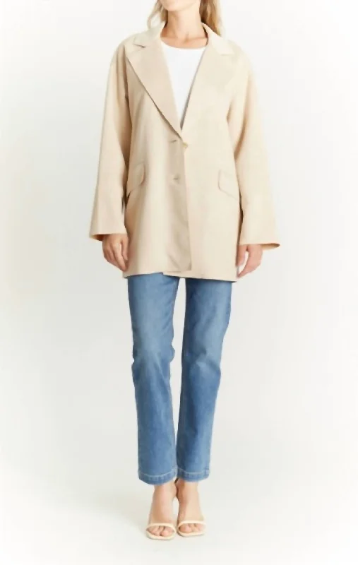 Raw Edge Suede Jacket In Oat Oversized Women’s Blazer