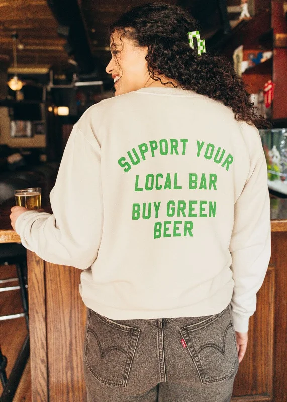 Support Your Local Bar Sweatshirt - Ivory Vintage Pullover Sweater