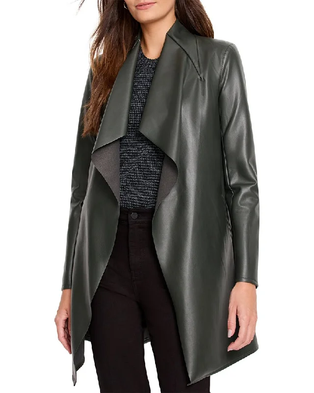 NIC+ZOE Faux Leather Lounge Around Jacket Elegant Tweed Blazer