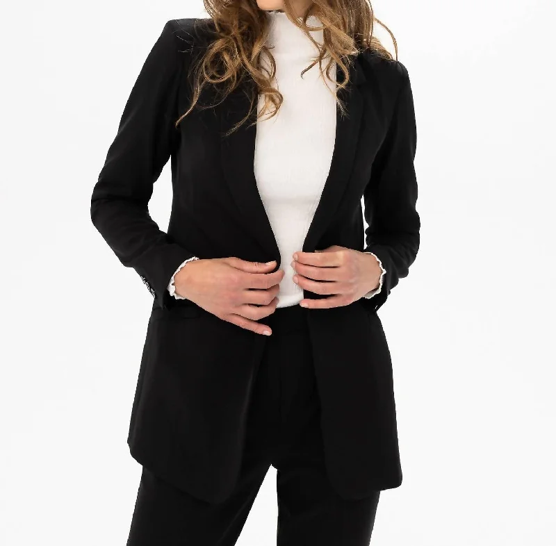 Woven Blazer Jacket In Black Stylish Women’s Blazers