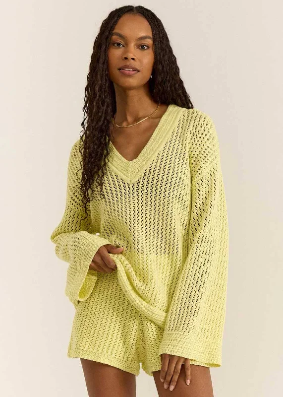 Kiami Crochet Sweater - Limeade Colorblock Pullover Sweater