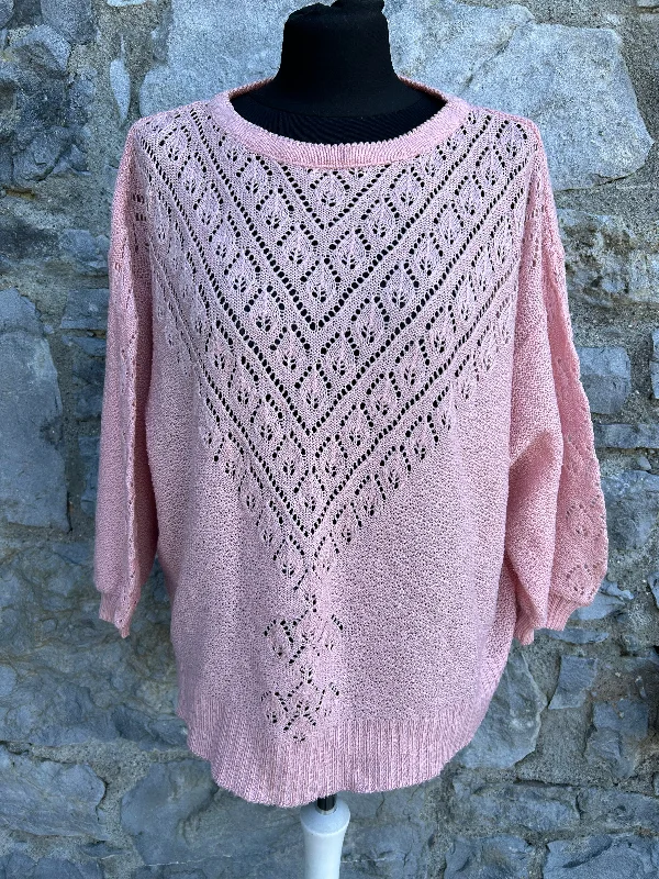 80s peach pointelle jumper uk 14-16 Classic Women’s Pullover