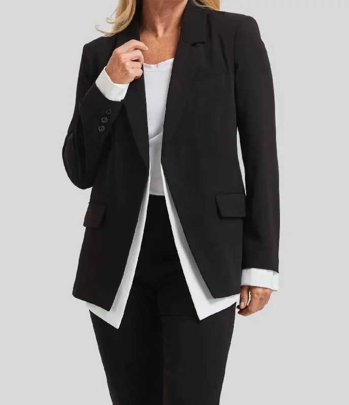 Hannah Shirt Tail Jacket In Black Casual Blazer Jackets