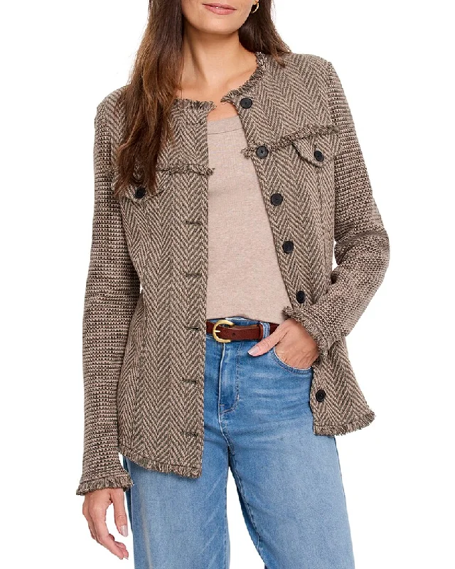 NIC+ZOE Utility Fringe Mix Knit Jacket Blazers for Business Wear