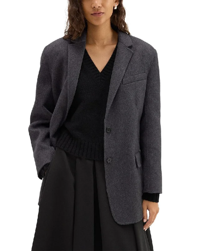 Theory Oversized Wool & Cashmere-Blend Tailor Jacket Business Casual Blazer