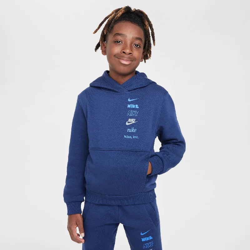 Kid Nsw Club Fleece Hoodie Blue Plain Pullover Sweater