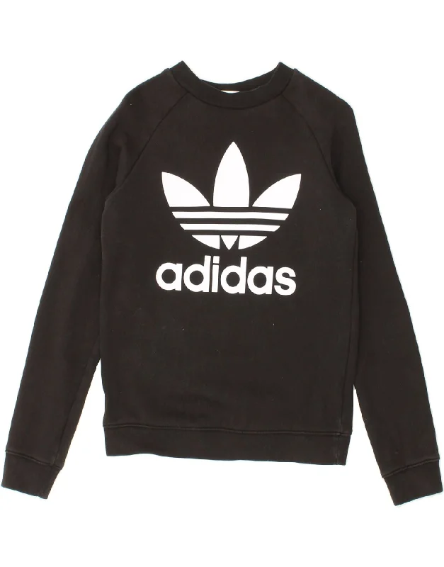 ADIDAS Womens Graphic Sweatshirt Jumper UK 8 Small Black Cotton Silk-blend sweaters