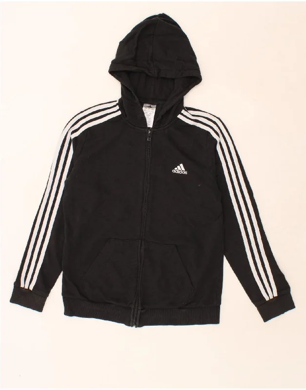 ADIDAS Womens Zip Hoodie Sweater UK 12/14 Medium Black Cotton Comfortable sweaters for all seasons