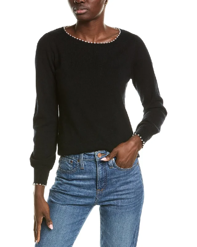 Sofiacashmere Embellished Trim Cashmere Sweater Formal sweaters