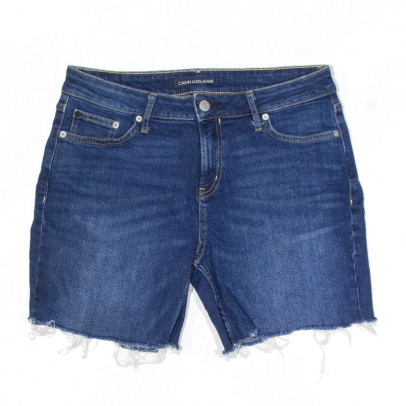 CALVIN KLEIN Cut-Off Shorts Blue Regular Denim Womens S W30 Designer sweaters