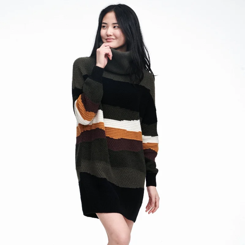 Wool Cashmere Color Block Turtleneck Sweater Dress Water-resistant sweaters