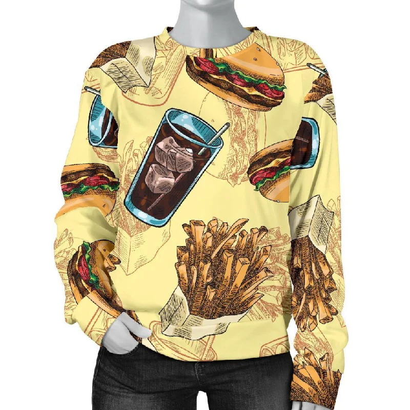 Fastfood Pattern Print Women's Sweatshirt Holiday sweaters