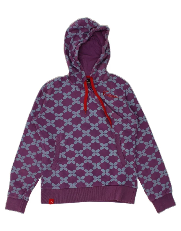 KAPPA Womens Zip Neck Hoodie Jumper UK 10 Small Purple Floral Party sweaters