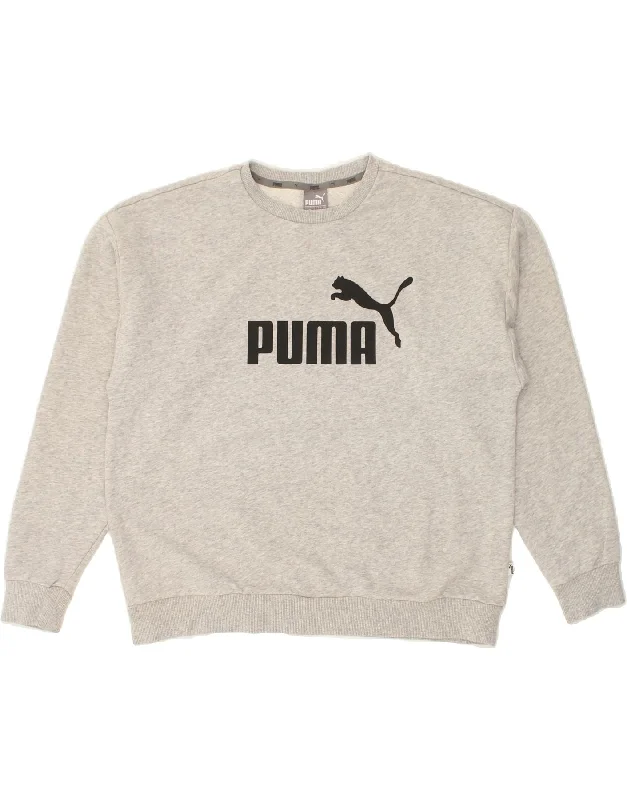 PUMA Womens Graphic Sweatshirt Jumper UK 16 Large Grey Cotton Comfortable sweaters for all seasons