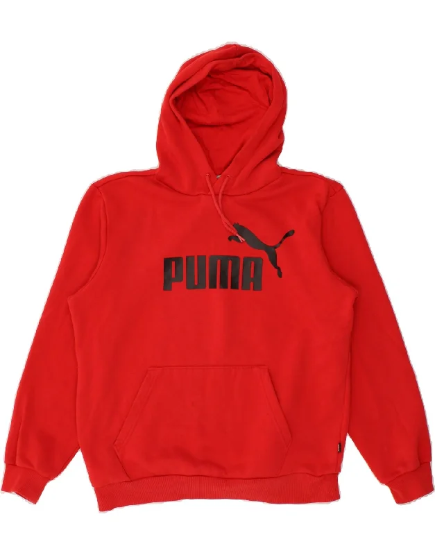 PUMA Womens Oversized Graphic Hoodie Jumper UK 14 Medium Red Budget-friendly sweaters