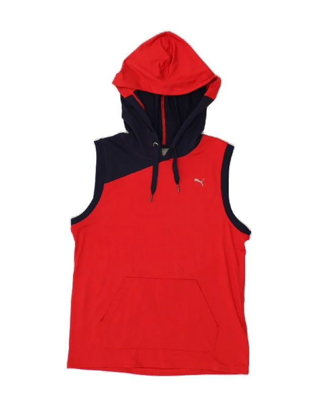 PUMA Womens Sleeveless Hoodie Jumper UK 10 Small Red Colourblock Cheap sweaters