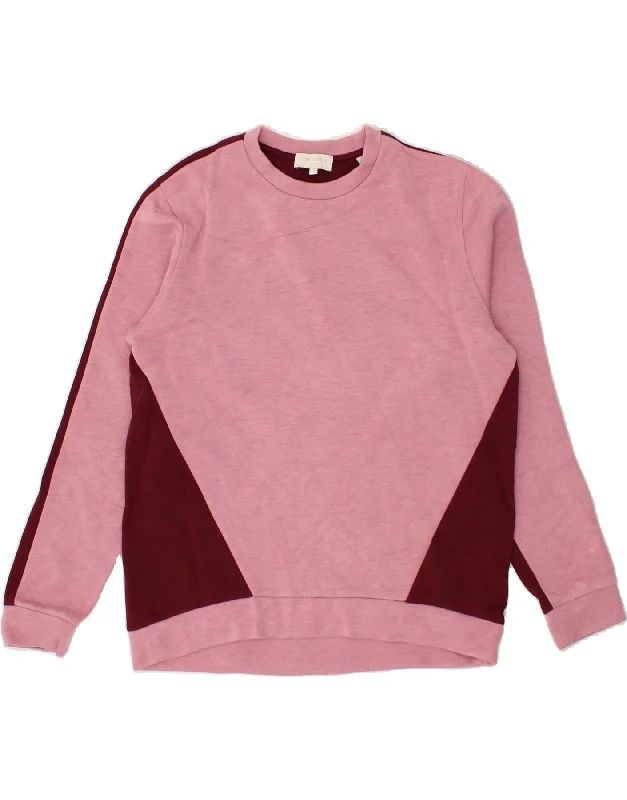 TED BAKER Womens Sweatshirt Jumper Size 1 Small Pink Colourblock Viscose Minimalist sweaters