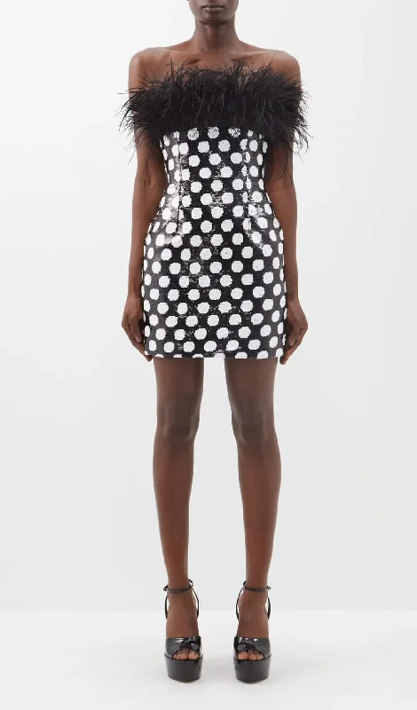 FEATHER TRIM POLKA DOT MINI DRESS Best mini dresses for casual wear