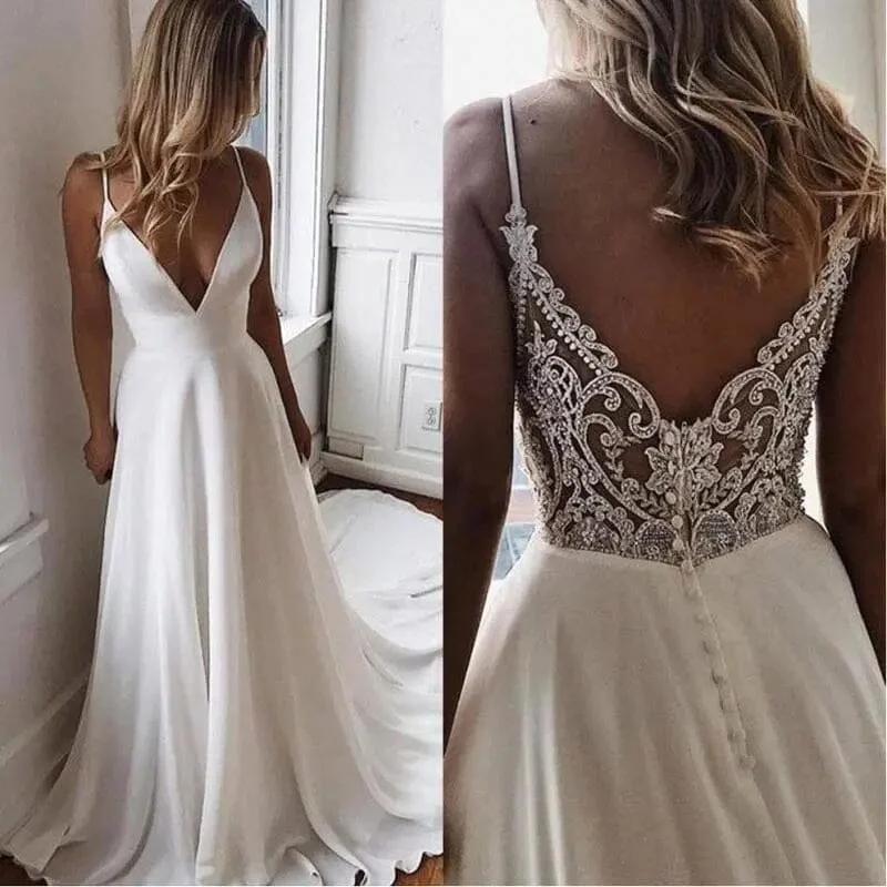 Classic Simplicity Bridal Gown Sexy Lace Gown