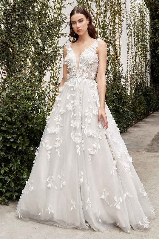 Embroidered Lace Foliage Spectacle: The Cinderella Divine A1042W Gown Beaded Lace Wedding