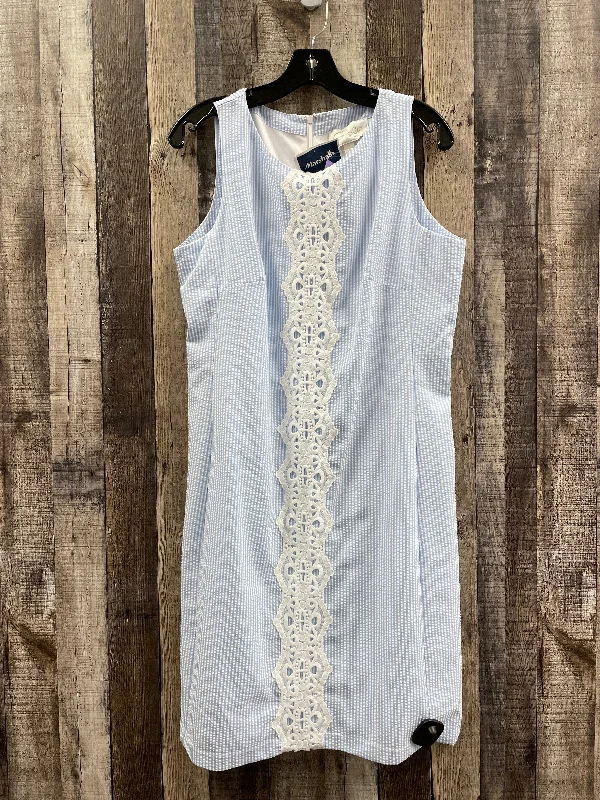 Blue & White Dress Casual Midi Pappagallo, Size M Women's midi dresses