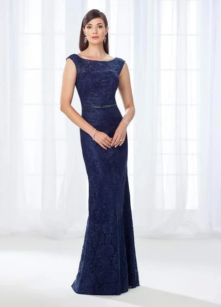 Cameron Blake - Bateau Neck Lace Fitted Gown 118687 Fall party dresses