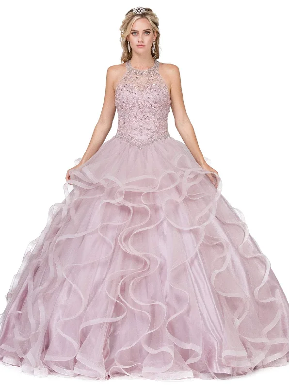 Dancing Queen - 1285 Embellished Halter Ruffled Quinceanera Ballgown Preppy party dresses