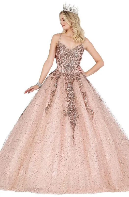 Dancing Queen - 1437 Glitter Embellished V-Neck Quinceanera Gown Cocktail party dresses