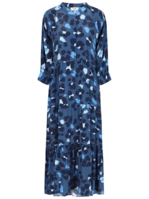 Mercy Delta T Wollaton Leopard Blueberry Print Dress Tiered floral dresses