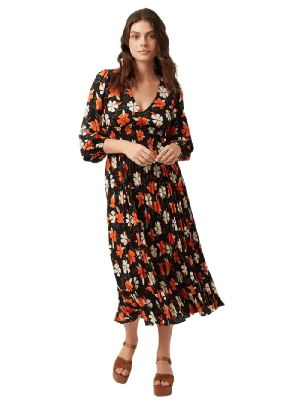 Traffic People Aurora Black Floral Printed Dress FFS11868001 Linen floral dresses