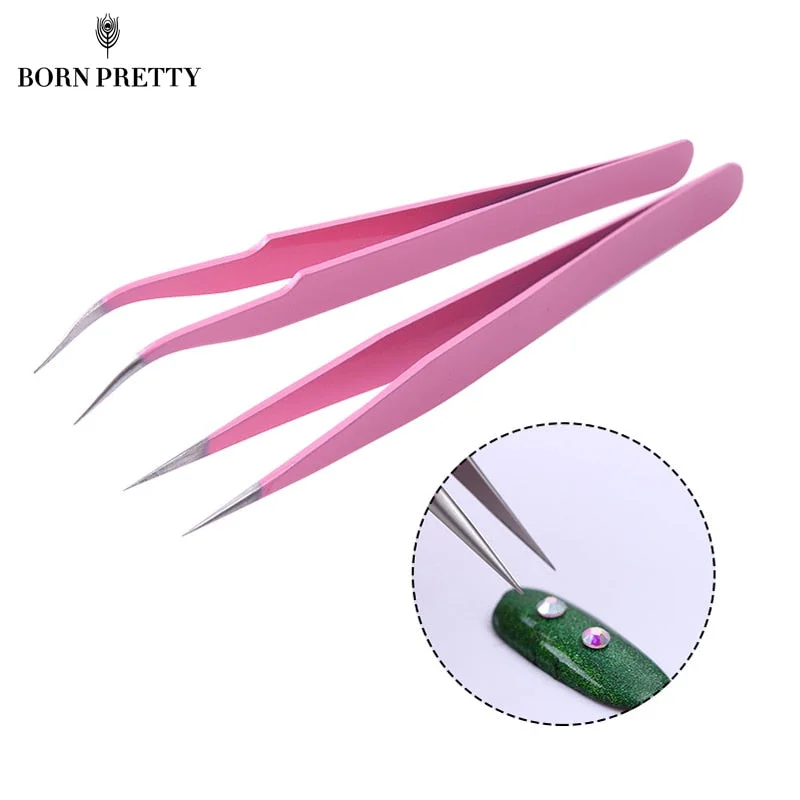 1pc Stainless Steel Pink Straight / Curved Nail Tools Eyelash Extension Tweezers Nippers Pointed Clip Set Makeup Tools #20653 Velvet unclassified dresses